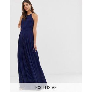 TFNC bridesmaid high neck pleated maxi dress